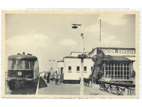 Postkaart van het oud station van Koksijde.