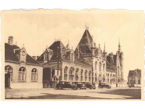 Postkaart van het oud station van Veurne.
